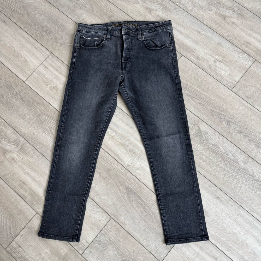 American Eagle Outfitters Men's Black Flex Slim Button Up Denim Jeans, 34"